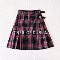 【美品】 オニールオブダブリン ターターチェック キルトスカート プリーツ 38
