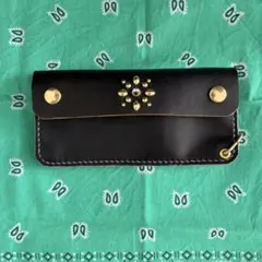 ターコイズ 丘染 ミドルトラッカーウォレット 三層 真鍮 茶芯