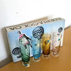 昭和レトロ　ADERIA 脚付きグラス 4個セット