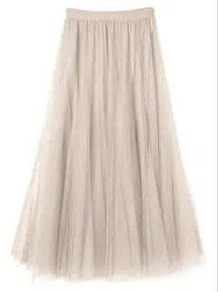 ボリュームロングチュールスカート[at118] オフベージュ