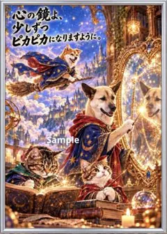 心の鏡に小さな魔法｜犬と猫のファンタジーアート
