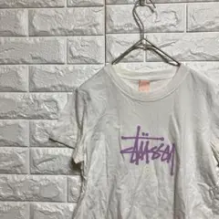 【STUSSY】（S）クルーネックT 綿100 アメリカ製 ロゴ 文字プリントのサムネイル
