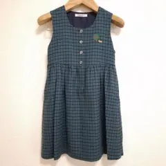 ファミリア ジャンバースカート ワンピース グリーンチェック 120