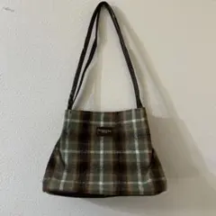 グリーン チェック柄ハンドバッグ 緑