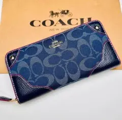 COACH 長財布 ネイビー/レッド