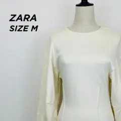 ザラ ZARA クルーネック 長袖 カットソー アイボリー M 【467】のサムネイル