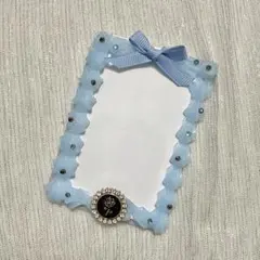 硬質ケース　ホイップデコ　トレカケース 水色 リボン