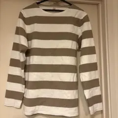 UNIQLO 長袖Tシャツ S ベージュと白　ボーダー　ユニクロ　ロンT