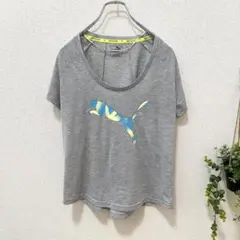 PUMA プーマ 半袖Tシャツ M グレー ロゴ ドライ スポーツ