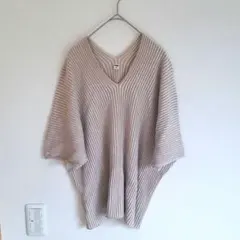 ユニクロ　リブニット Vネック 半袖ニット オーバーサイズ　XL ベージュ