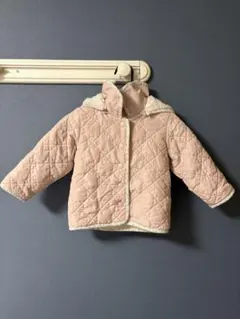 キルティングフード付きジャケット ピンク 90cm.