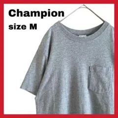最終値下げ 美品 チャンピオン Tシャツ Mサイズ グレー 無地 刺繍ロゴ