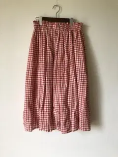 Samansa Mos2 テレデランリネンギャザースカート ギンガムチェック