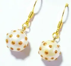 最終値下げ　パール　本真珠　ドット柄　フックピアス