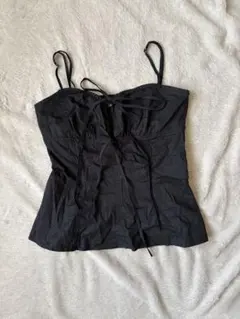 ZARA ブラック リボンストラップキャミソール　ビスチェ