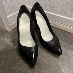 Melmo ヒール　パンプス　ブラック 黒　ポインテッドトゥ 23.5cm 2E