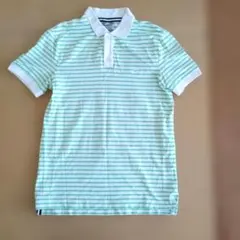 NIKE ポロシャツ ボーダー ライトグリーン Lサイズ