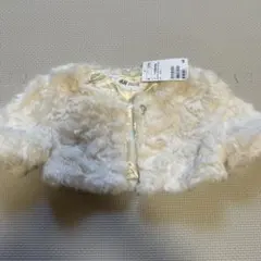 H&M ホワイトファーカーディガン 2-4Y