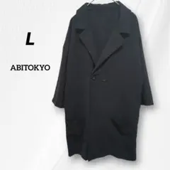 レディース ロングジャケット【L】テーラード　アウター羽織り　黒ブラック　春夏秋のサムネイル