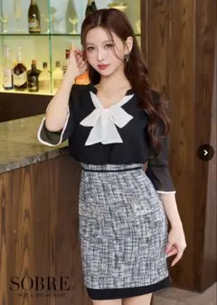 ミックス格子ツイードワンピース XL 2205157　sobre ソブレ ドレス SOBRE - SOBRE ミックス格子ツイードワンピースの通販 by chumiii