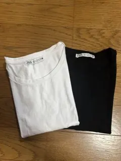 ZARA クロップドＴシャツ　ミニＴ　ホワイト&ブラック2枚セット