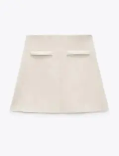 新品 ZARA M フェイクスエード エクリュ 台形スカート