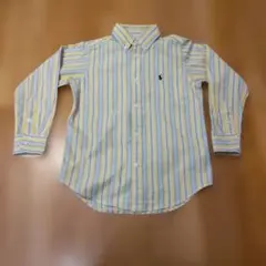 ​【美品】ラルフローレン キッズ シャツ 120 ストライプ 黄色 ポニー刺繍