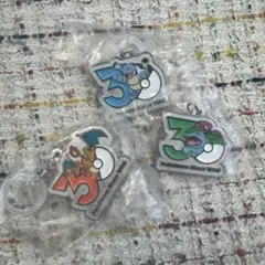 ポケモン30周年　メタルチャームマスコット　リザードン　カメックス　フシギダネ