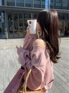 grl オフショルダースウェットトップス[pm392]