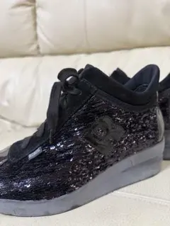 未使用♪ルコライン黒スパンコールシューズ37