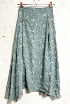 ペイズリー柄フレアロングスカート　膝丈