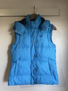 ROXY フード付きダウンベスト 青 Mサイズ