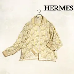 最高峰/極上シルク混】エルメス ハーフジップ ニットポロシャツ XL