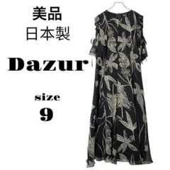 日本製 ダジュール Dazur ロングワンピース M ブラック レース 総柄花柄のサムネイル