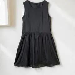 美品☆ COMME CA ISM コムサイズム ワンピース シワ加工 サテン 黒