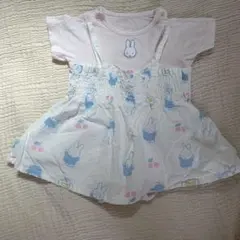 ミッフィー刺繍のスモックドレス 80サイズ