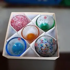 津軽びいろど　カラフルなガラス製お猪口セット 5個