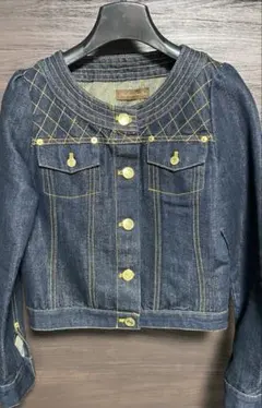 【極美品】ノーカラーデニムジャケット キルティング柄　♡