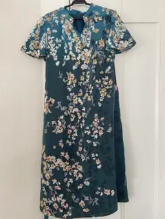 SunaUna 花柄 膝丈ワンピース ブルーグリーンのサムネイル