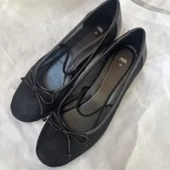 ZARA ブラック フラットシューズ 38 メッシュ
