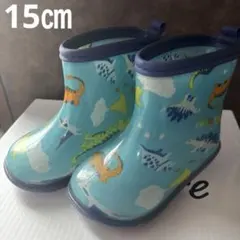 【Kids Foret】恐竜柄 長靴　レインシューズ　レインブーツ　総柄　15㎝のサムネイル