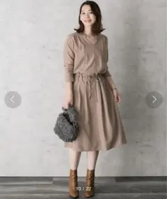 URBAN RESEARCH ROSSO スウェードサテン切替ワンピース