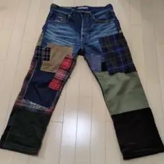 美品　希少　ジュンヤワタナベマン パッチワークデニム サイズS 牛革ポケット