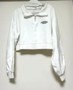 WEGO ハーフジップショートスウェット ホワイト