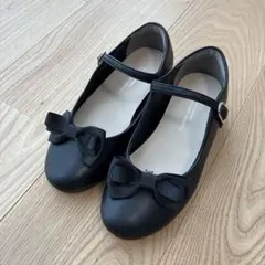 黒 リボン付き フォーマルシューズ　21cm
