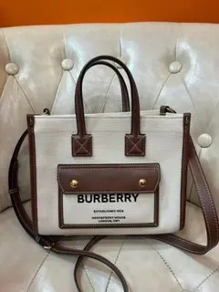 BURBERRY トートバッグ アイボリー/ブラウン~~**