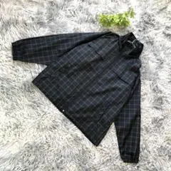 Mochana【M~L】チェック柄 軽量 ナイロン ジャケット バックジップ付き