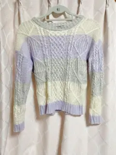 【美品】INGNIイングパステルカラーボーダー長袖ニットMサイズ春服冬服春物冬物