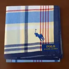 シール貼付未使用　ポロラルフローレン紳士用チェックハンカチ