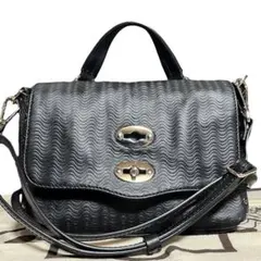 【美品✨】ザネラート ポスティーナ ブランディーン 2wayバッグ レザー 黒